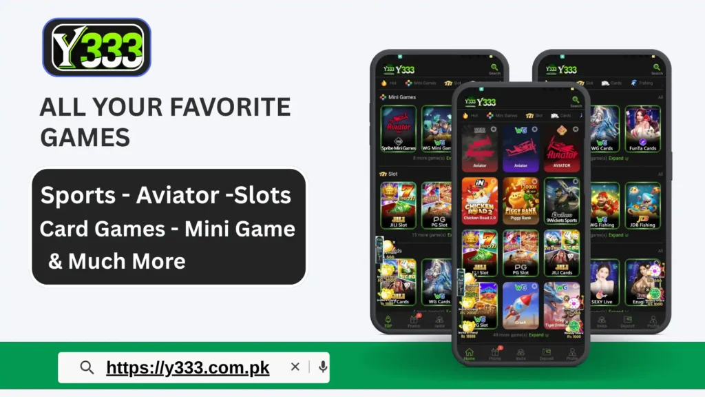 Y333 Game featuring sports, Aviator and slots.