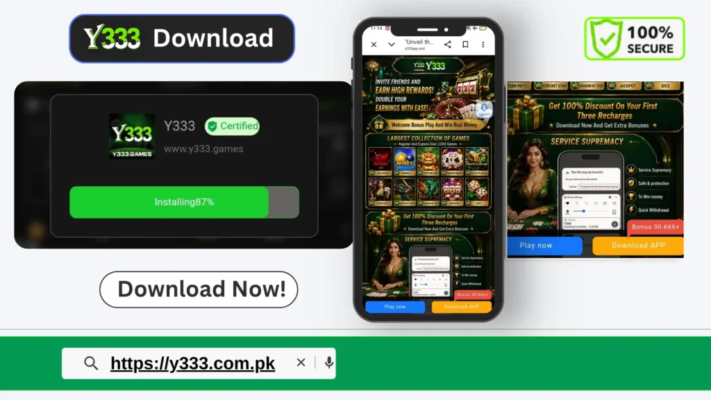 Y333 Game APK download page for Android users.